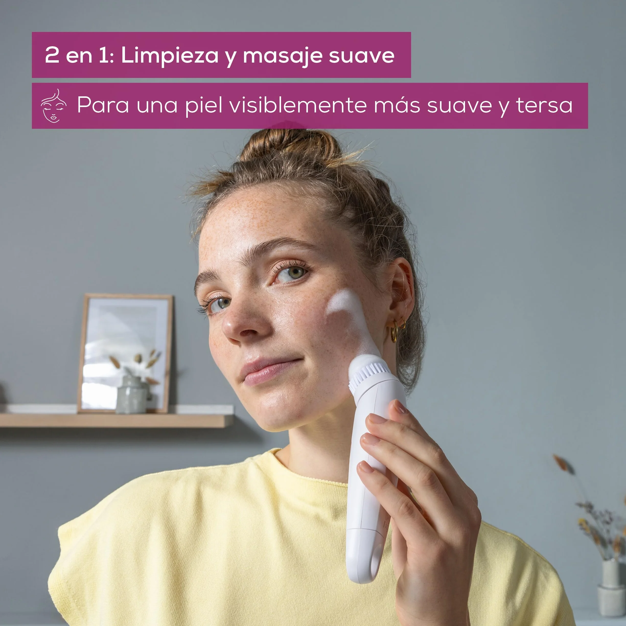 Beurer FC 45 cepillo limpiador facial eléctrico, limpieza profunda, rotación 2 niveles, resistente al agua, blanco