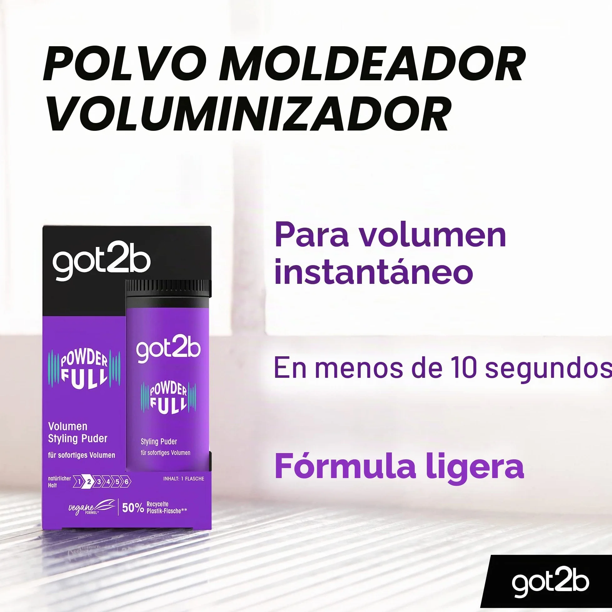 got2b Polvo de peinado volumen (10 g) para raíz, fórmula ligera aspecto natural
