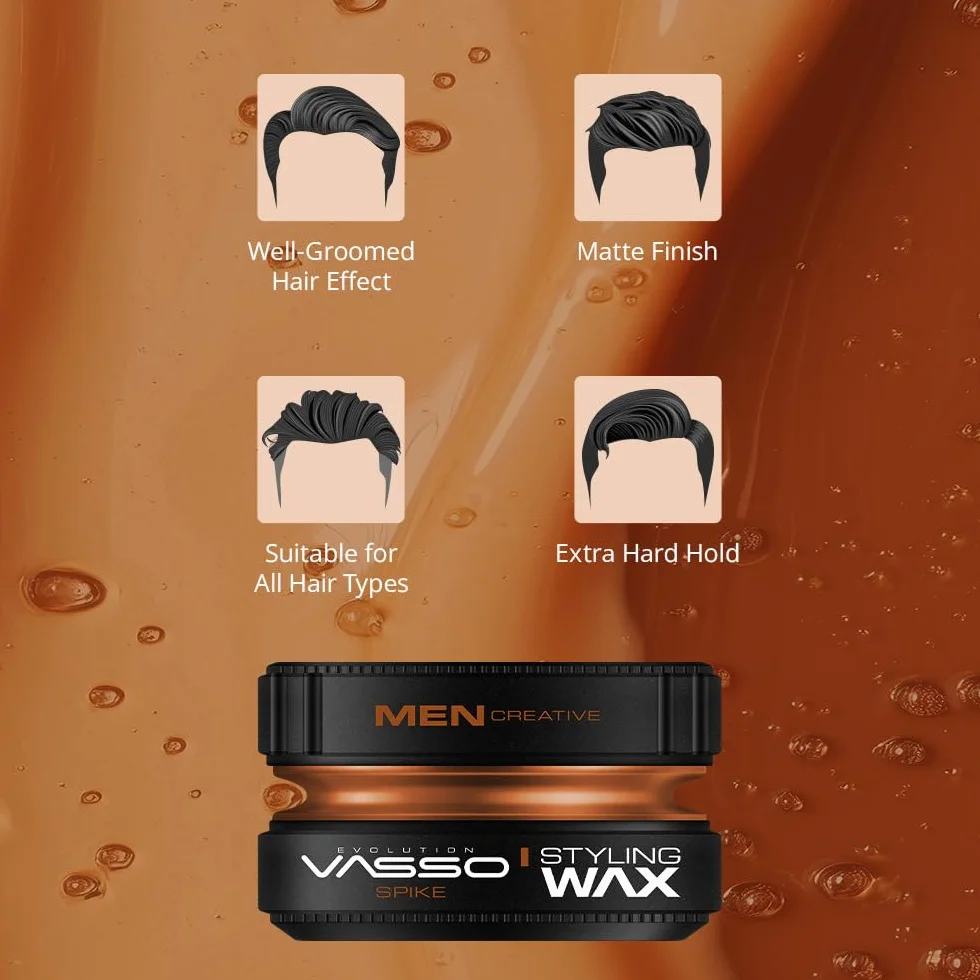 Vasso Spike Pro Clay Hair Dry Surfer Cera de Peinado Aspecto Mate 150 ml Marrón