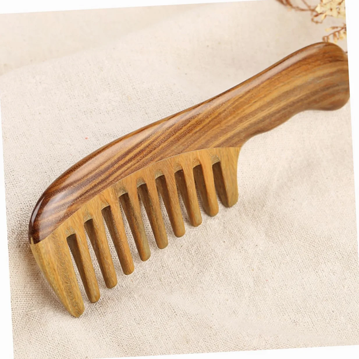 Peine De Masaje De Dientes Anchos Peine De Madera De Sándalo Natural Dientes Anchos y Para Peinar El Cabello