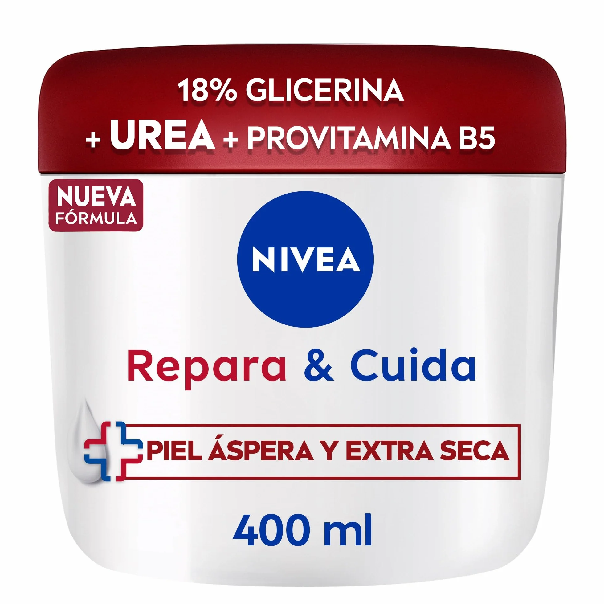 NIVEA Repara & Cuida Crema hidratante corporal 400 ml con glicerina y urea, 72 h hidratación para piel extra seca