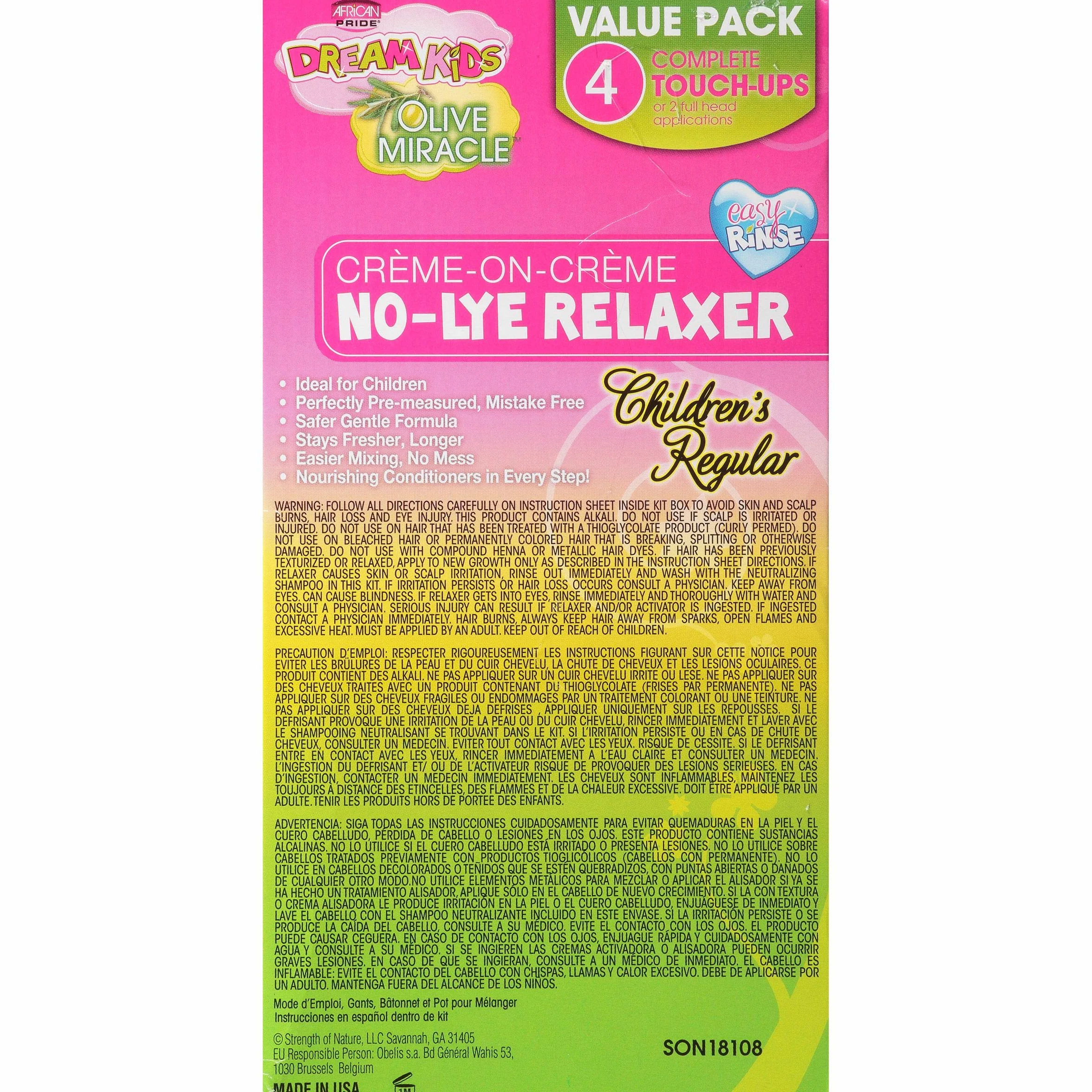 African Pride Dream Kids Olive Miracle Touch-Up Relaxer Regular Value Pack