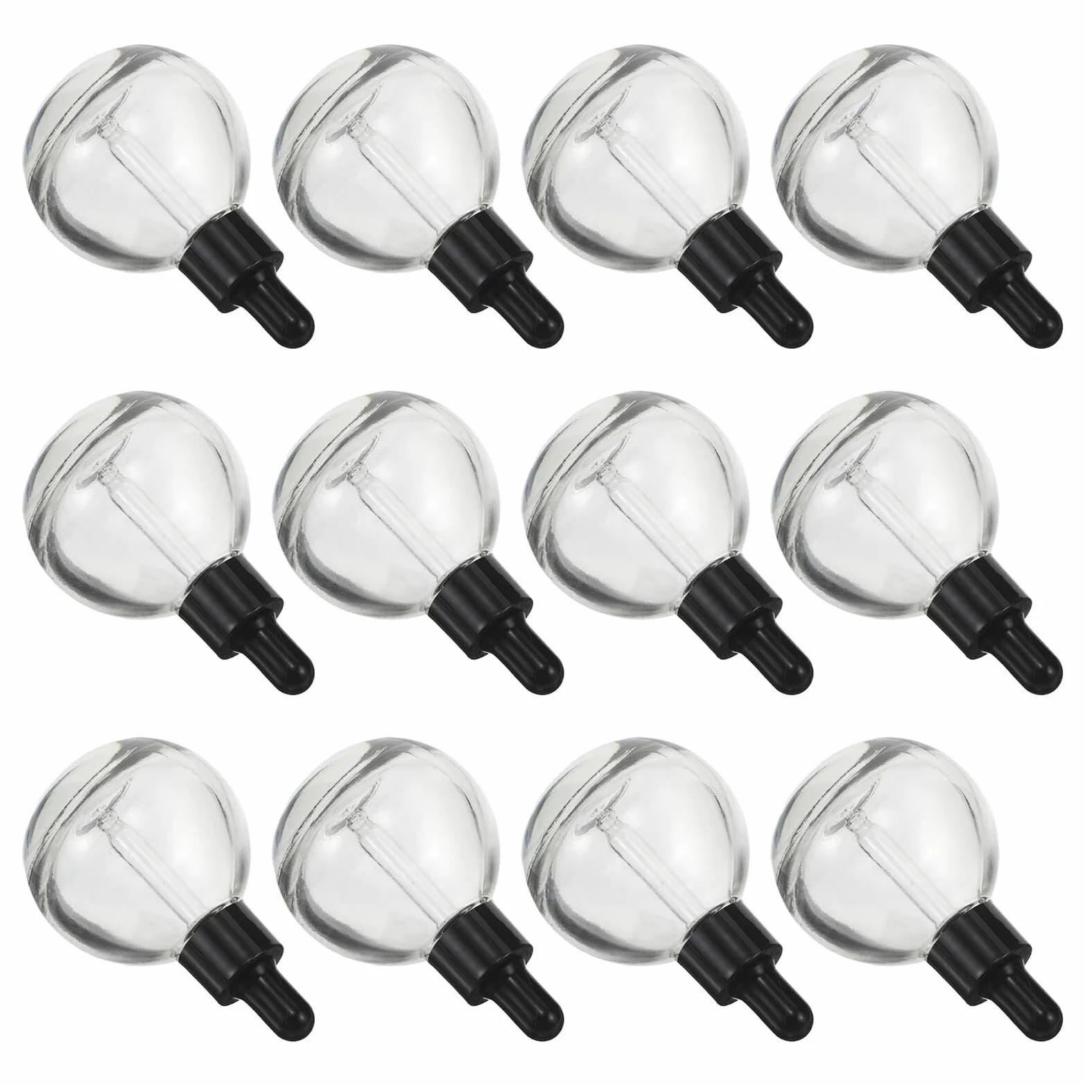 12 Piezas Frascos Gotero de Vidrio Transparente 30 Ml 12 Unidades con Anillo Plástico Negro y Pipeta de Goma Negra para Aceites Esenciales, Perfumes y Sueros, Frascos de Viaje