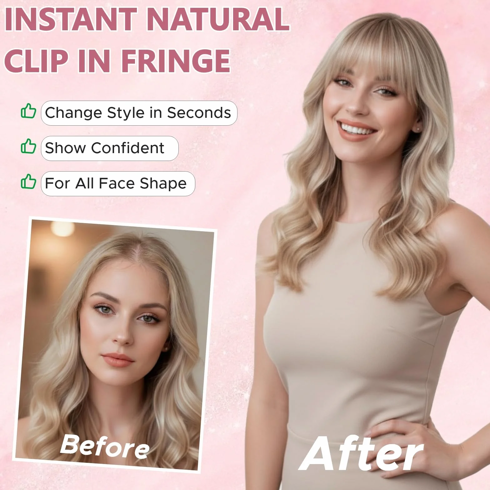 Benehair Flequillo Postizo Pelo Natural Clip Invisible 30g Negro
