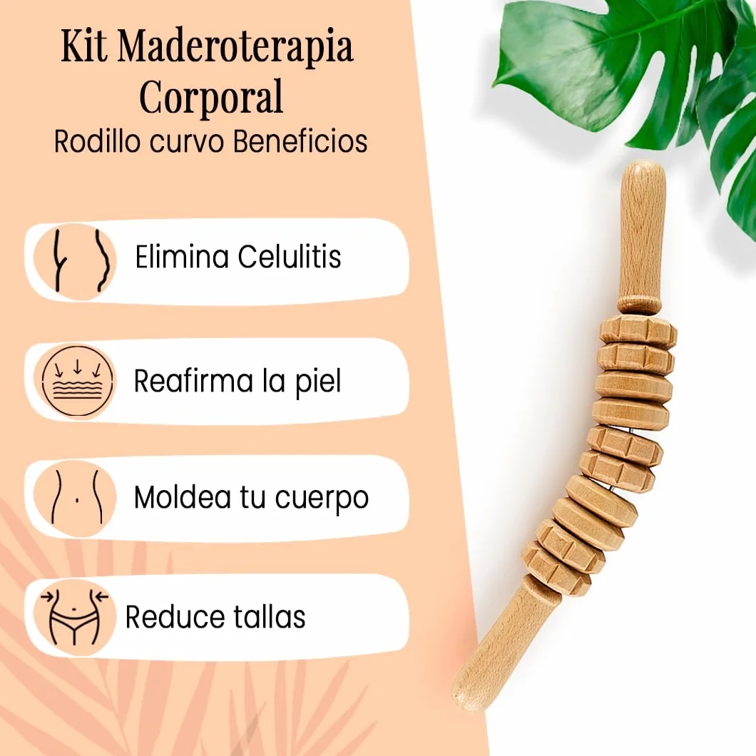 Kit Maderoterapia Anticelulítica | Kit Maderoterapia Corporal | Kit Compuesto de 6 Elementos Fabricados en Madera de Pino y Loto Natural | Diseños Exclusivos Maderoterapia Estética España