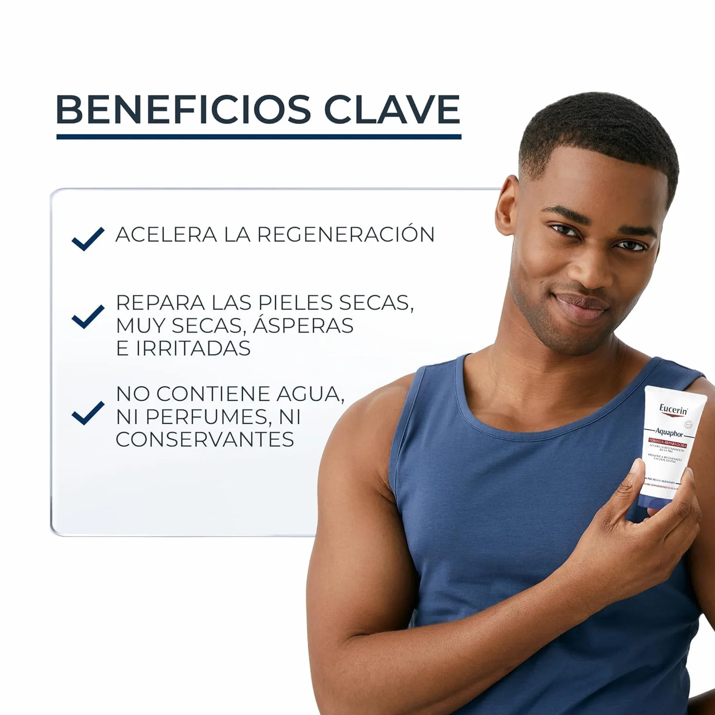 Eucerin Aquaphor Pomada Reparadora 45 ml Crema Corporal Hidratante Piel Seca Agrietada Cicatrizante Pantenol Bisabolol Sin Perfume No Comedogénica