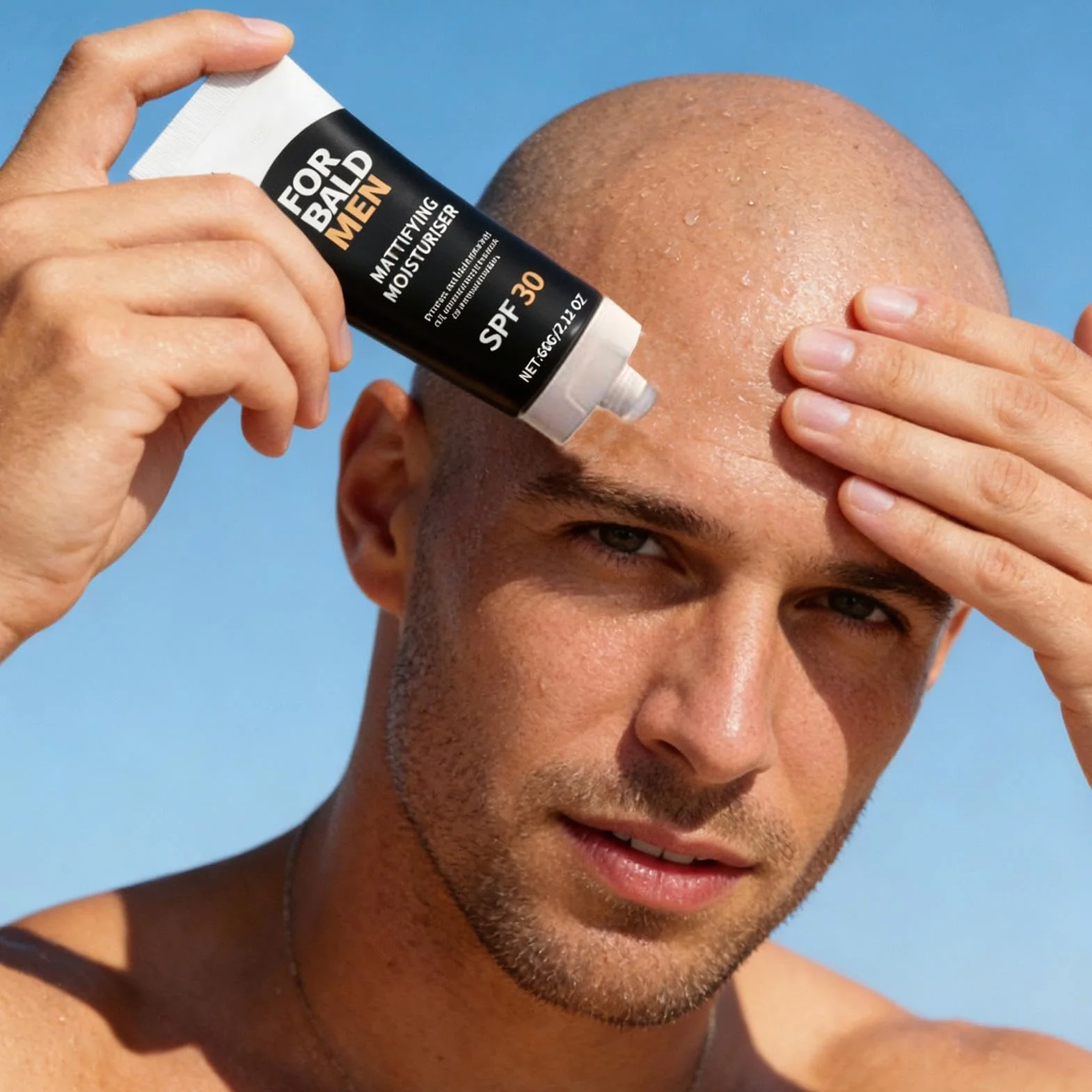 Gel antibrillo para cuero cabelludo calvo, protector solar SPF, gel hidratante mate no graso, 60 g