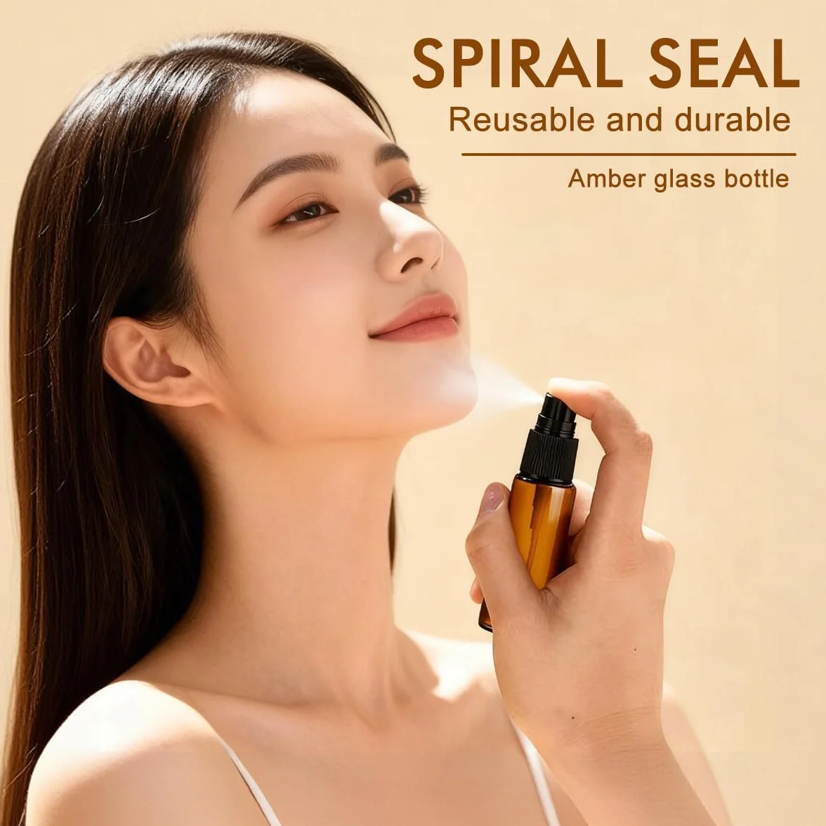 Botellas de vidrio 10 ml con atomizador de niebla fina, vacías rellenables, ámbar, para aceite esencial y perfume