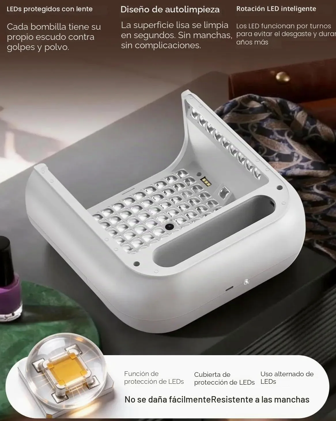 Lámpara de uñas de precisión con IA, Pantalla HD, 109 led para un Secado más rápido, para Uso en Salones y en casa.