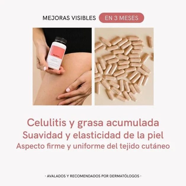 MASDERM 90 Cápsulas Anticelulitis con Té Verde, Complemento Alimenticio Natural, Control de Peso, Reductor y Reafirmante