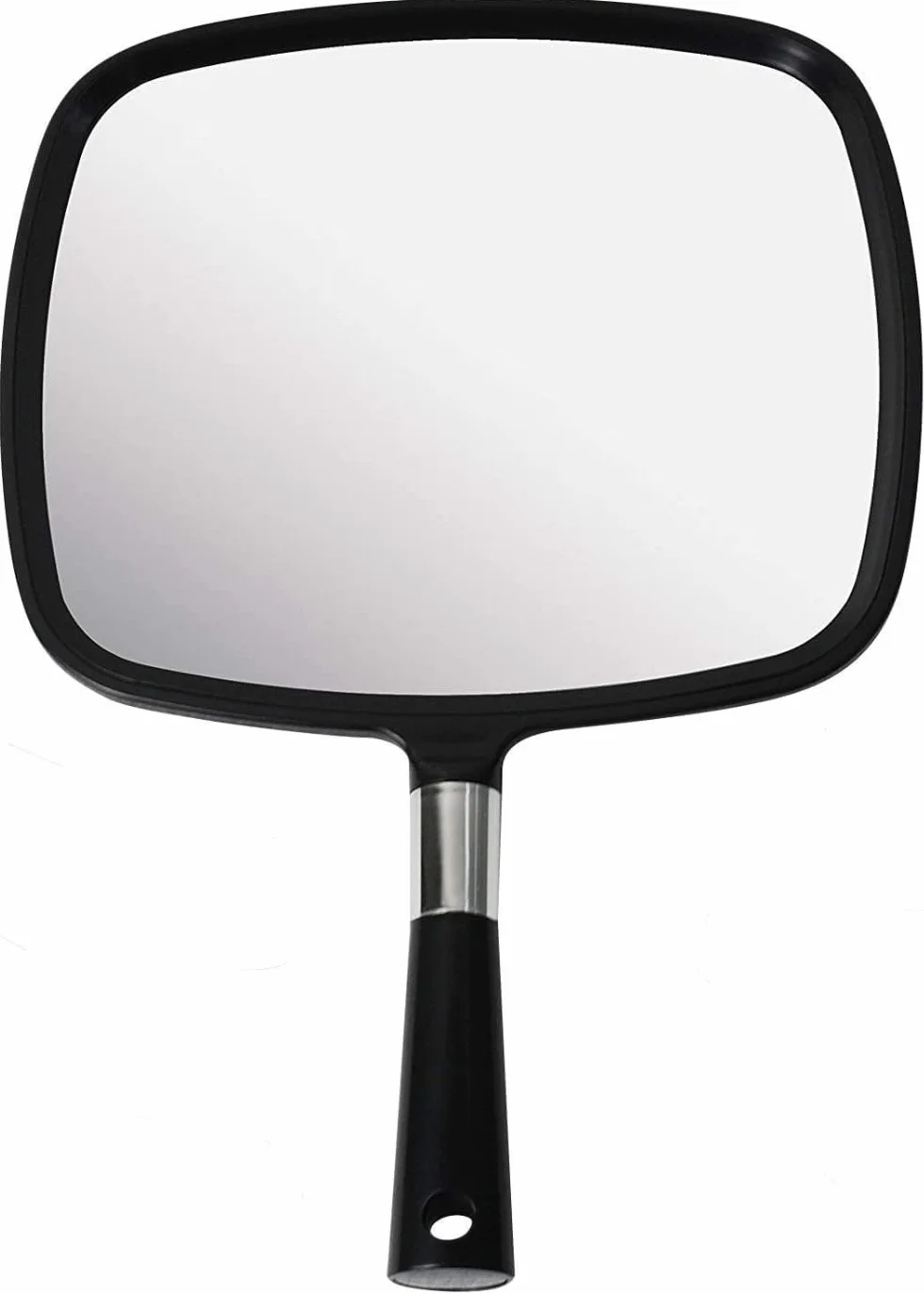 Mirrorvana Espejo de Mano Grande con Mango - Peluquería, Barbería, Maquillaje (Negro)