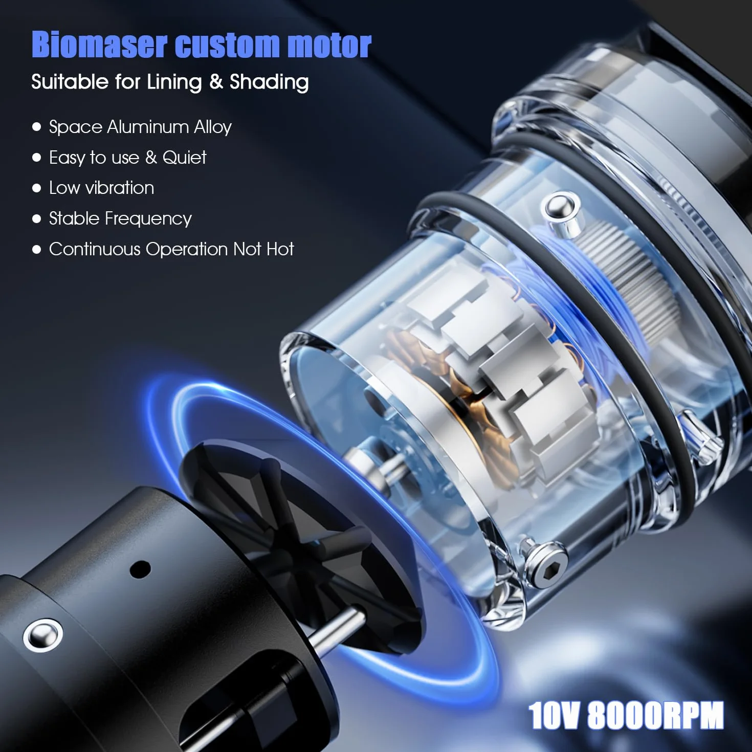Biomaser Kit de Máquina Rotativa Inalámbrica Completo de Máquina con Batería de 2200mAh 20 Cartuchos de Agujas 7 Golpes Ajustables Máquina Digital Tipo Bolígrafo Máquina de Bolígrafo LED Inalámbrica