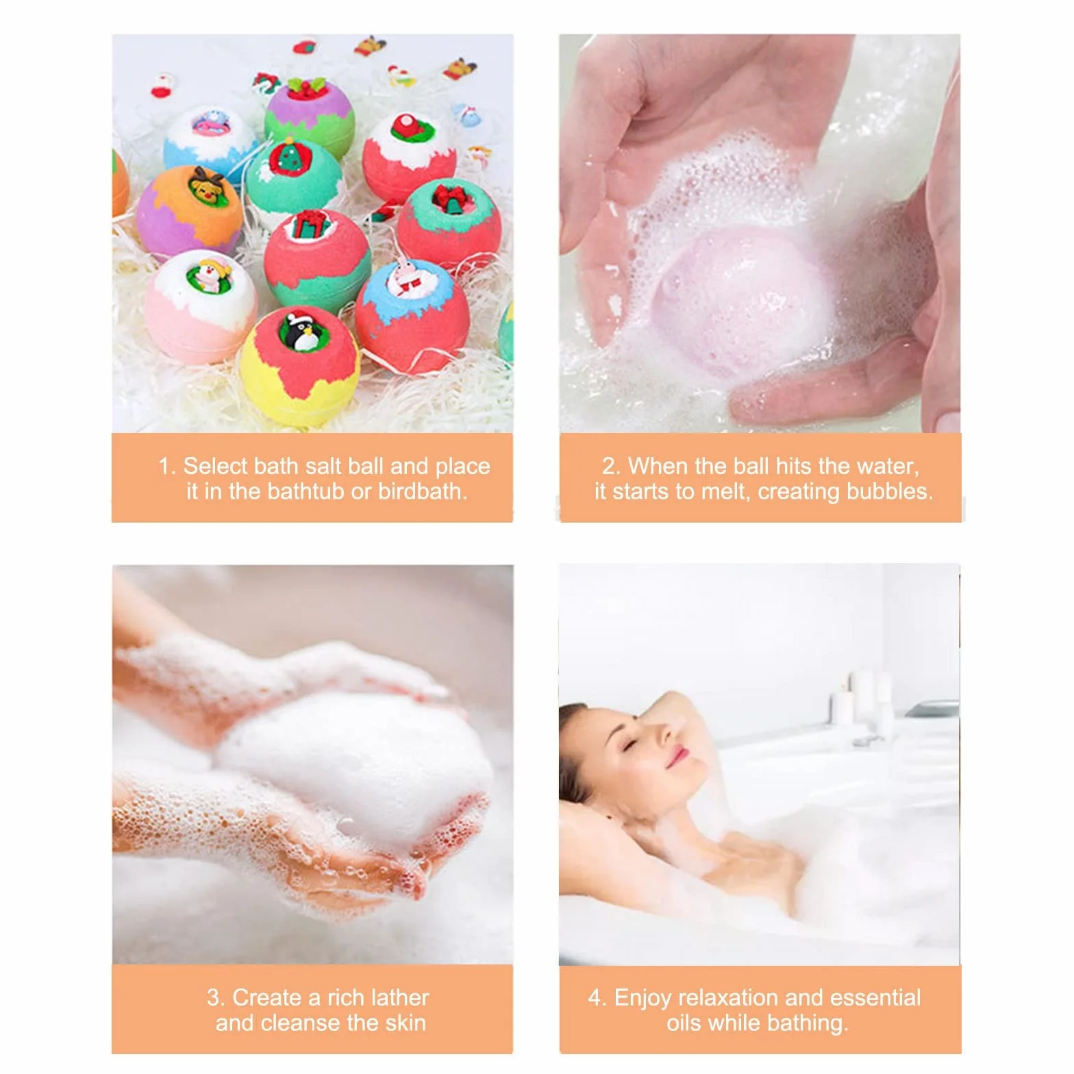 12 Bolas DE BAÑO BABBRAS DE BAÑO Sal Sal Sal for Burbble SPA Uso CASA DE CUMPLEAÑOS Bombas de baño