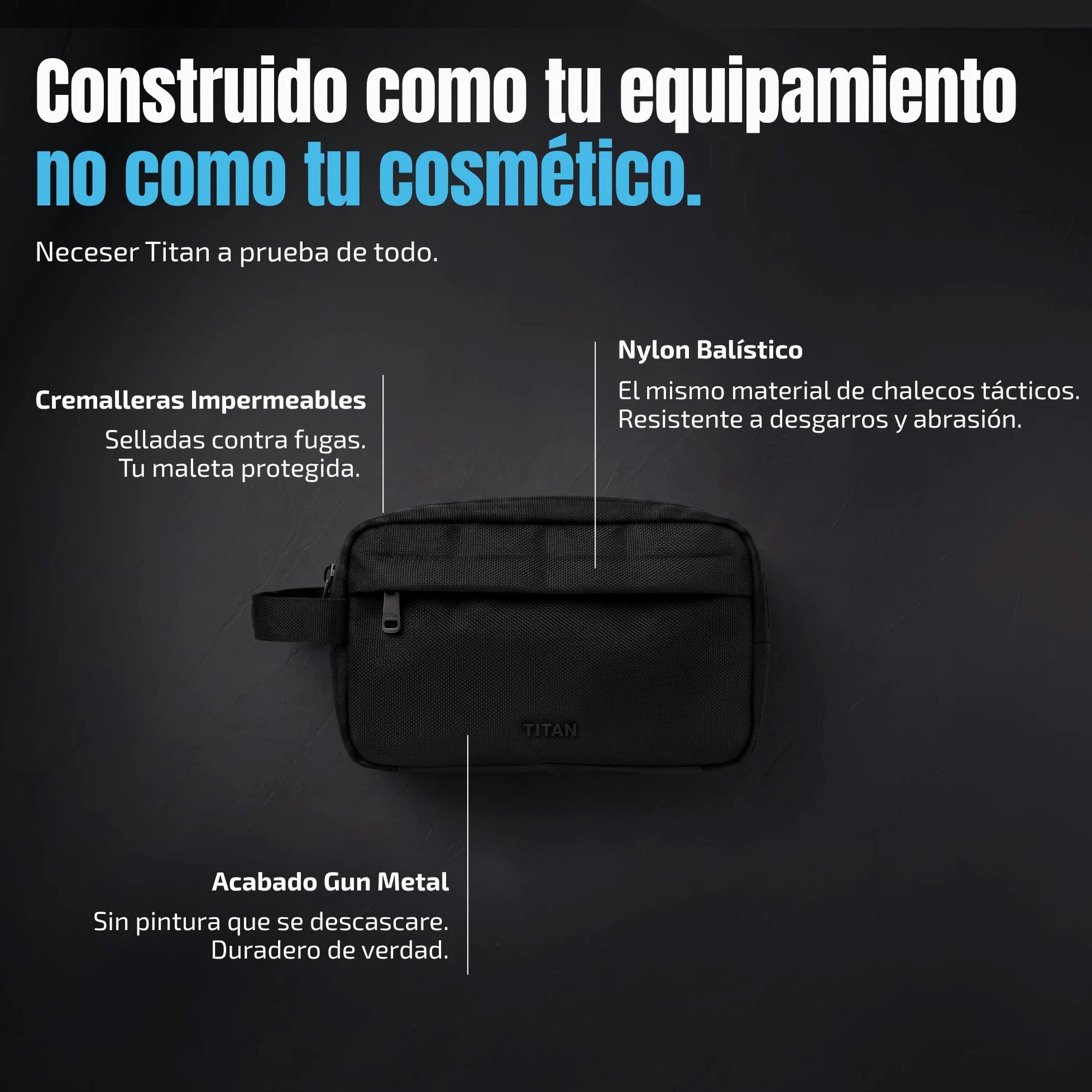 Titan Kit Cuidado Facial Hombre – Espuma Limpiadora PoreForce con Carbón Activo 150ml + Crema HydroDefend con Niacinamida y Péptidos 50ml + Neceser Nylon Balístico – Hecho en España