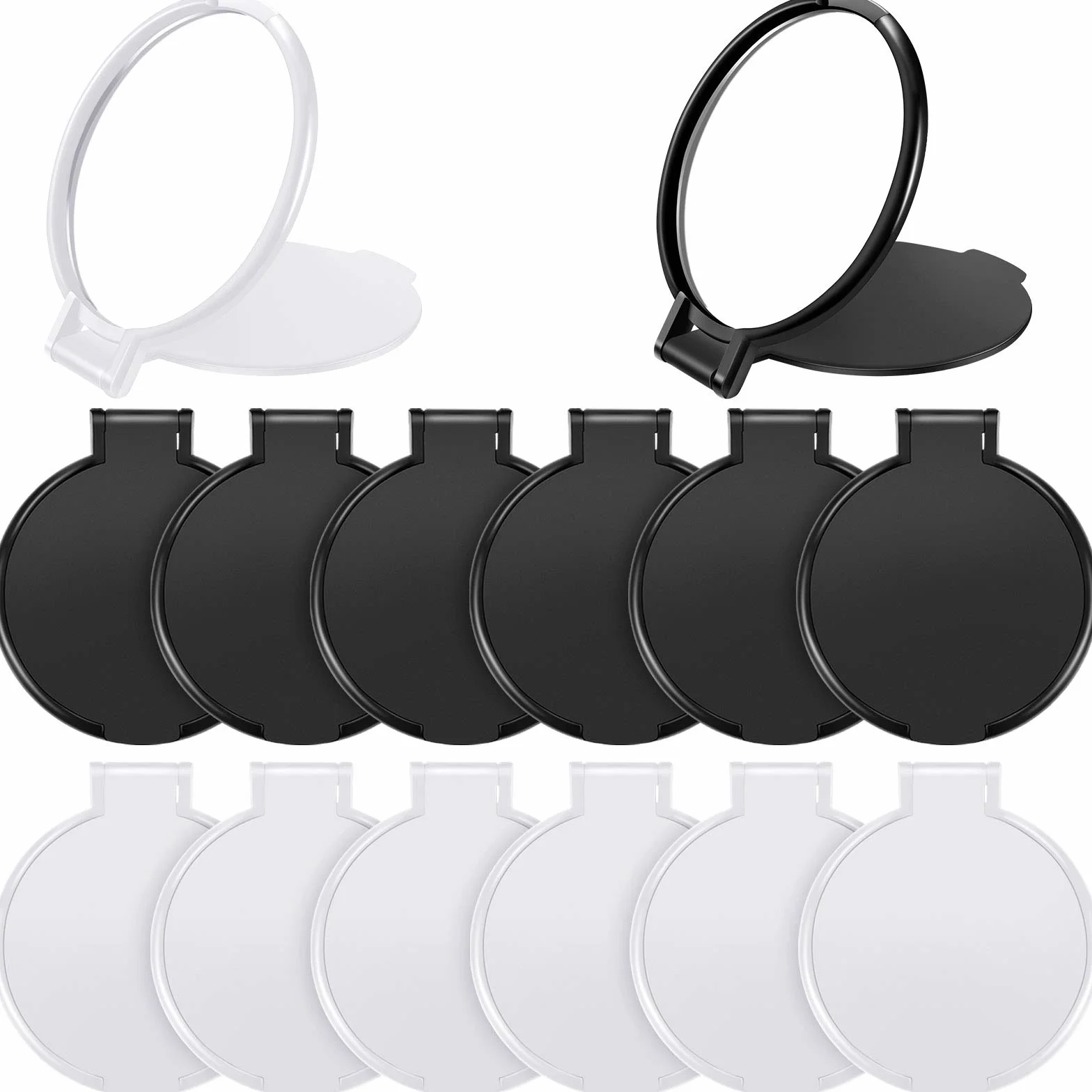 Espejo Compacto Plegable Redondo Portátil de Maquillaje 24 Piezas 2 Colores Negro Blanco