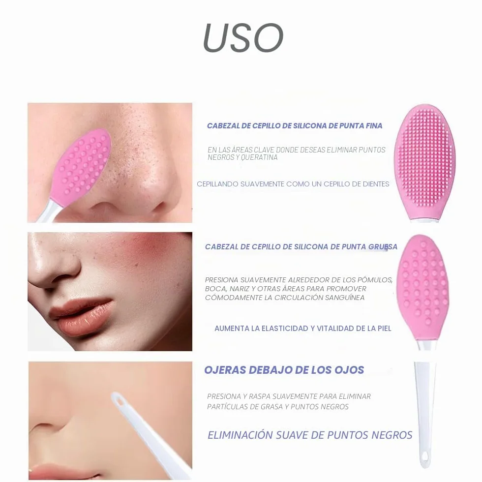 Cepillo Exfoliante de Silicona Doble Cara 4 Pcs Labios Suave