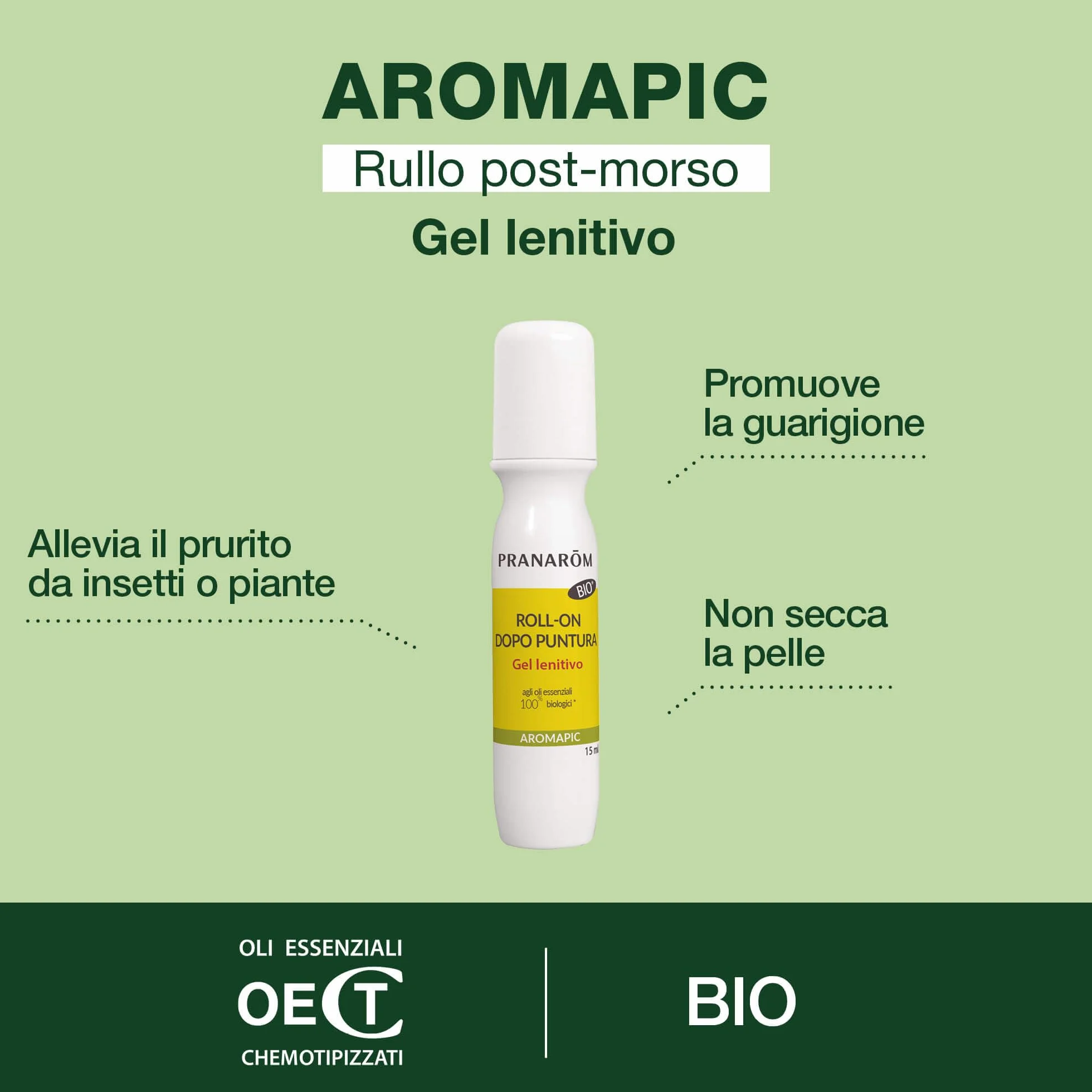PRANAROM Aromapic Repelente Mosquitos e Insectos Roll-on Post Picaduras Gel Calmante Bio Aceites Esenciales 100% Ecológicos 15 ml
