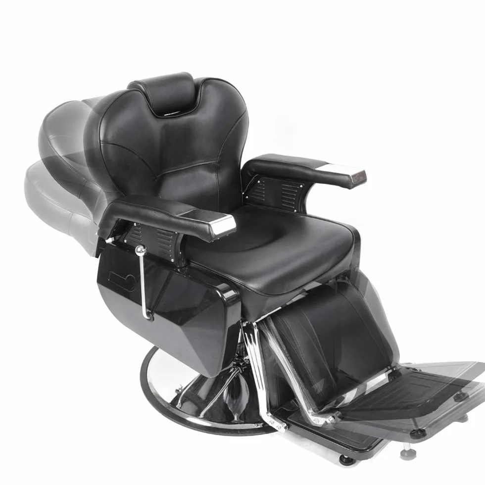 Sillón de Peluquería Reclinable Hidráulica 360º Profesional 96 x 94 x 84 cm Negro