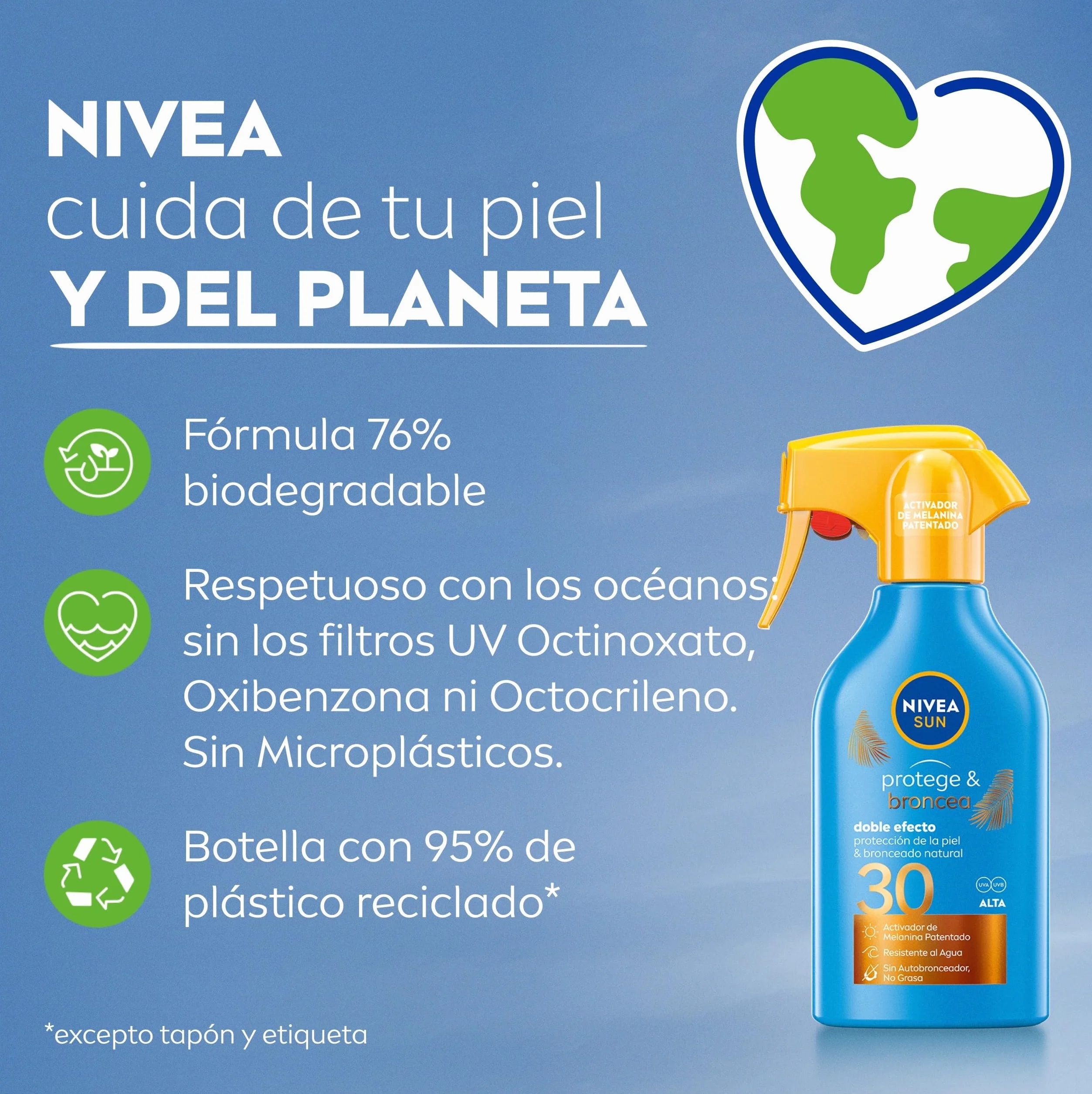 NIVEA SUN Spray Solar FP30 Protector Solar Corporal Estimula el Bronceado Natural 270 ml