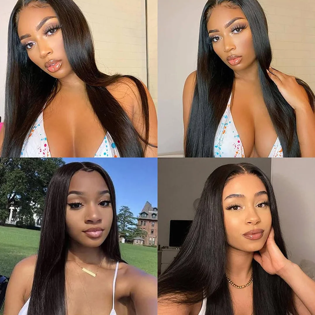 Extensiones de pelo humano sin procesar, extensiones de pelo humano Remy doble trama #1B, color negro natural, 3 paquetes por paquete, 150 g, 20, 22, 24 pulgadas