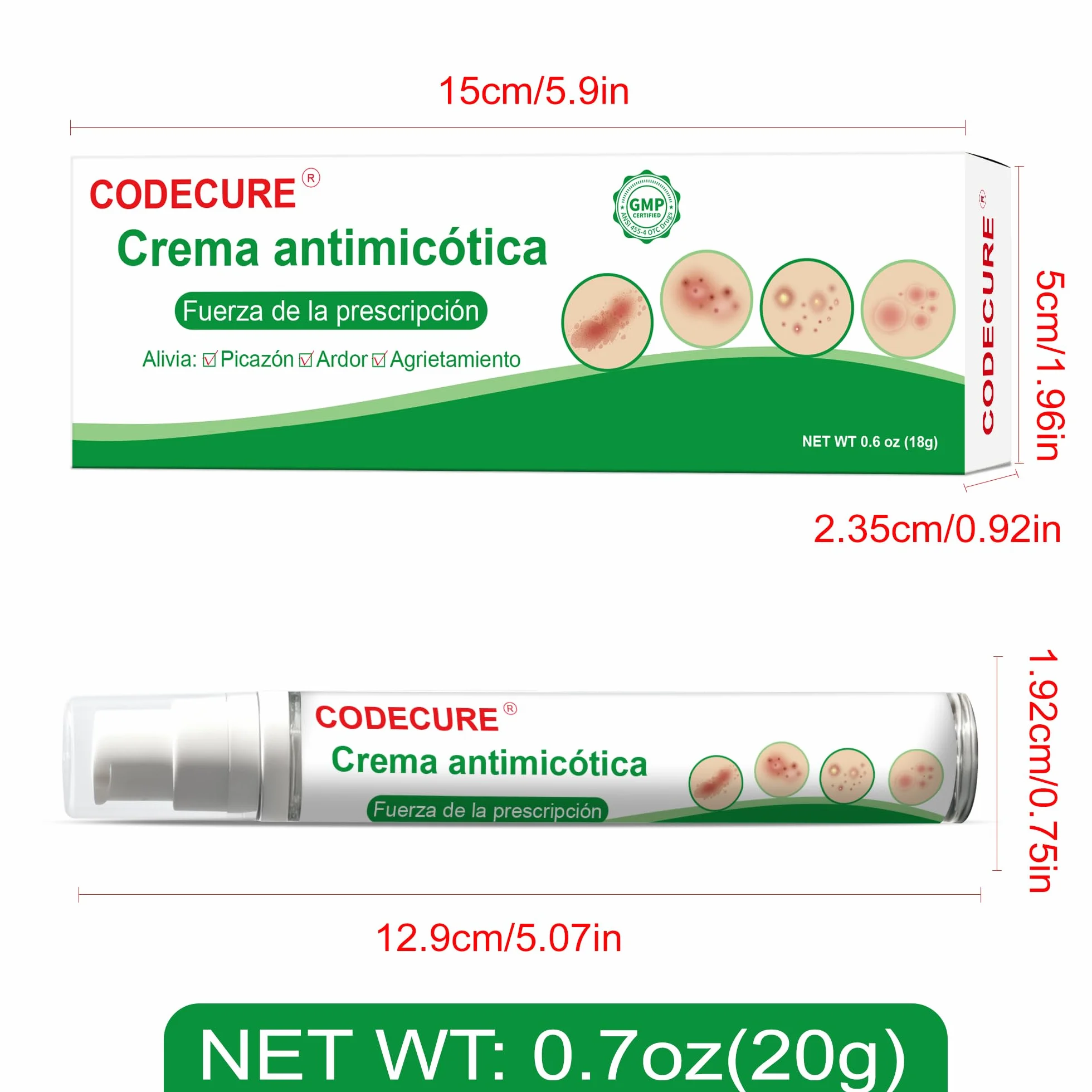 Crema antimicótica para pie de atleta, tiña inguinal y tiña - Fórmula suave - 18G 1-Pack