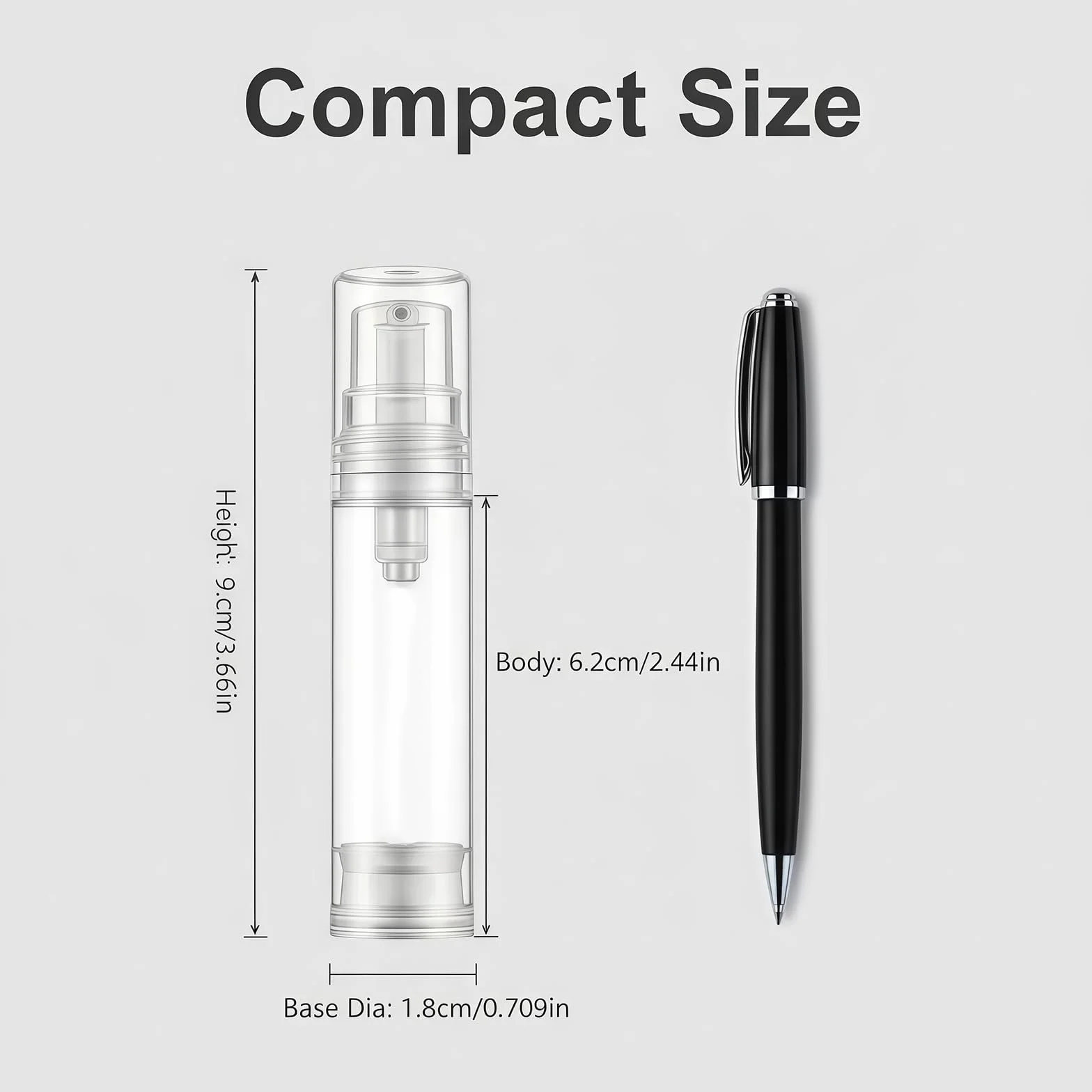 Botella de bomba sin aire recargable 10 ml plástico portátil dispensador cosméticos