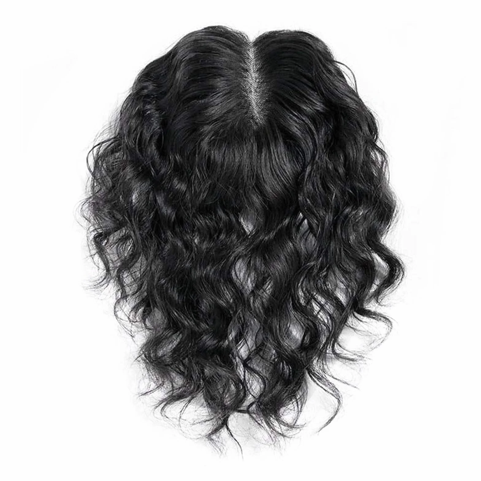 Postizo de cabello humano ondulado atado a mano en forma de U de 3.5x5.5", cobertura capilar para mujeres con cabello fino, postizo de reemplazo con clip de 16", extensiones de cabello humano rizado