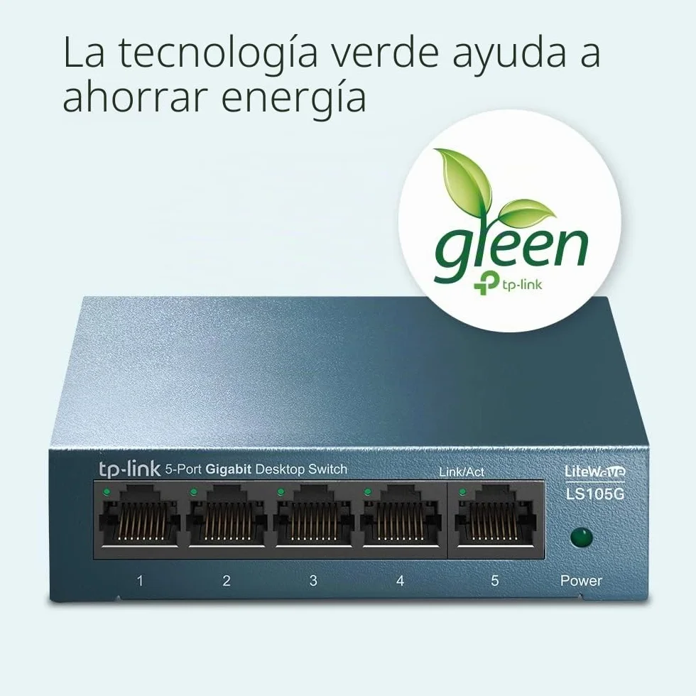 TP Link LS105G Switch Ethernet Gigabit 5 Puertos RJ45, Plug & Play, Carcasa Metálica