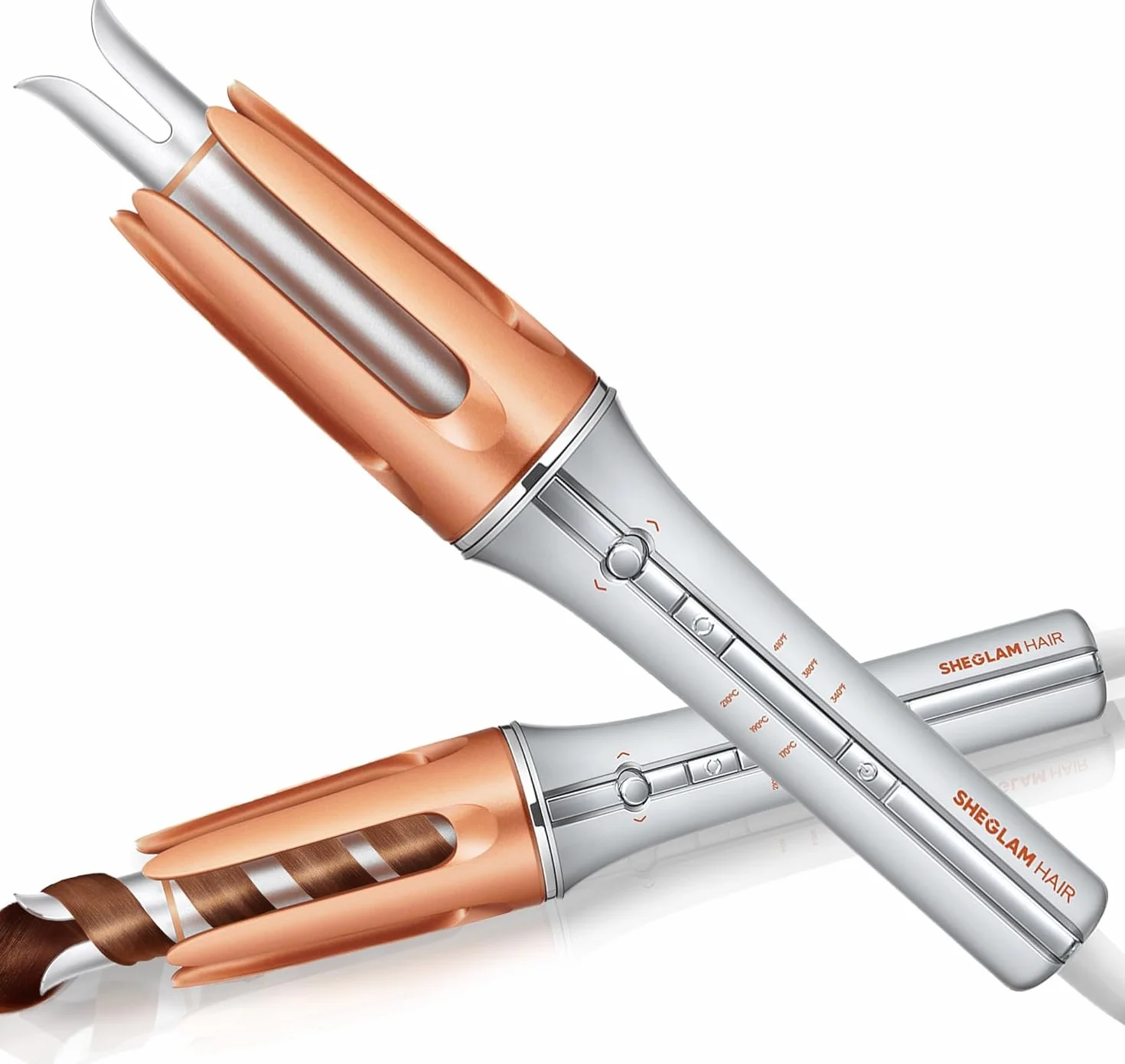 SHEGLAM Rizador automático de 25mm con revestimiento de cerámica, 3 niveles de temperatura (170-210°C), calentamiento rápido – Enrollador de rizos giratorio automático para rizos