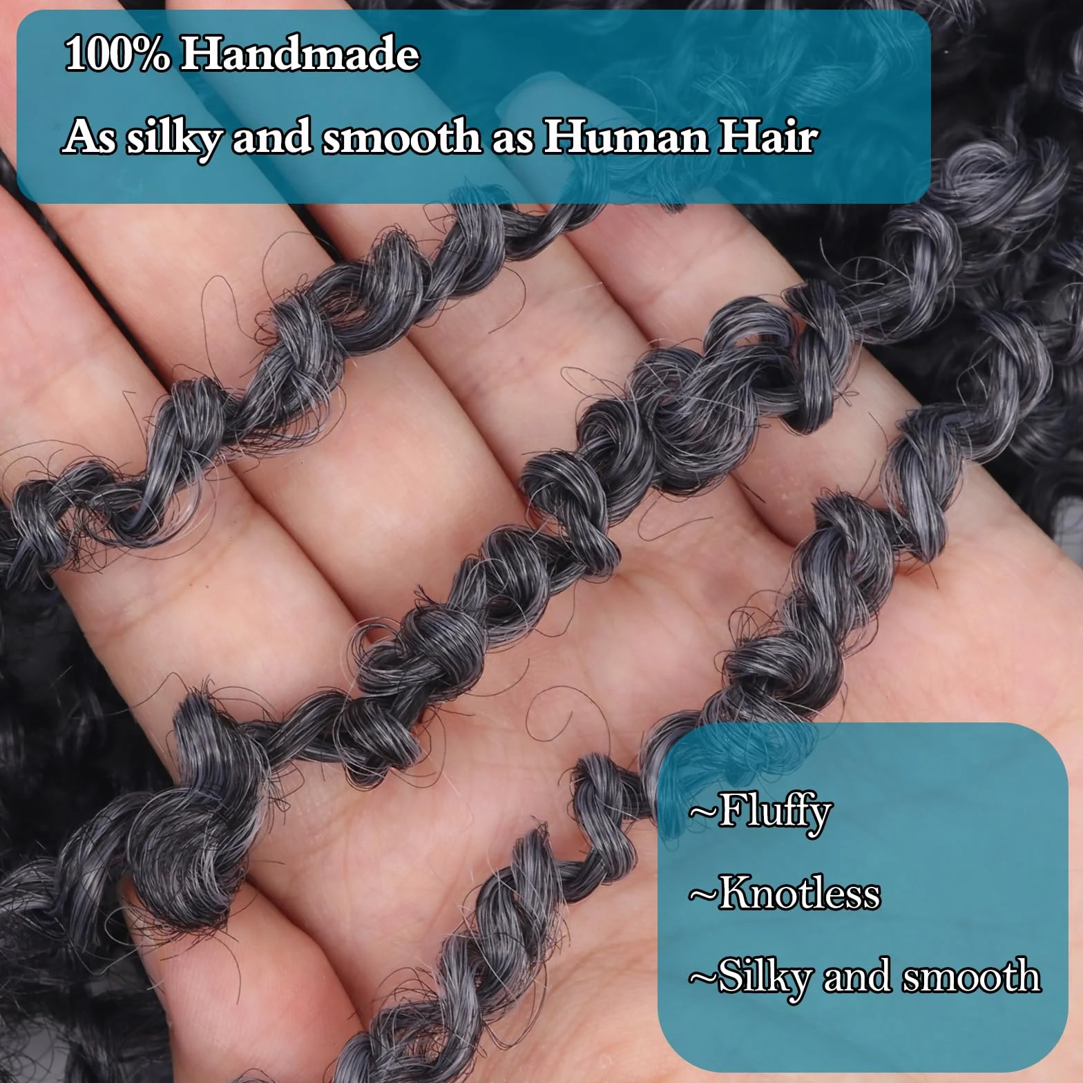 Yebo Yanky Crochet Braids Rizado 12 Pulgadas - 8 Paquetes 240 Mechas, Pelo de Fibra Química, Estilo Pasión Twist Afro, Trenzado Fácil(12inch Tgrey)