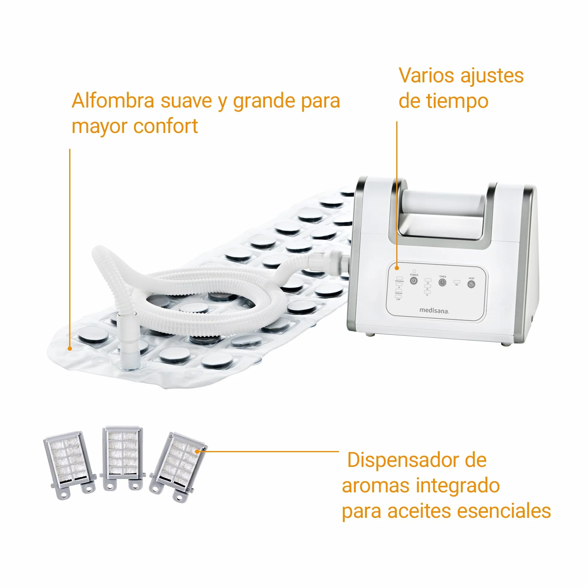 medisana BBS Masajeador de burbujas, Bañera con alfombrilla de burbujas, Alfombrilla de hidromasaje, Incl. Dispensador de aromas, 3 niveles de intensidad, Función temporizador, Spa para el hogar