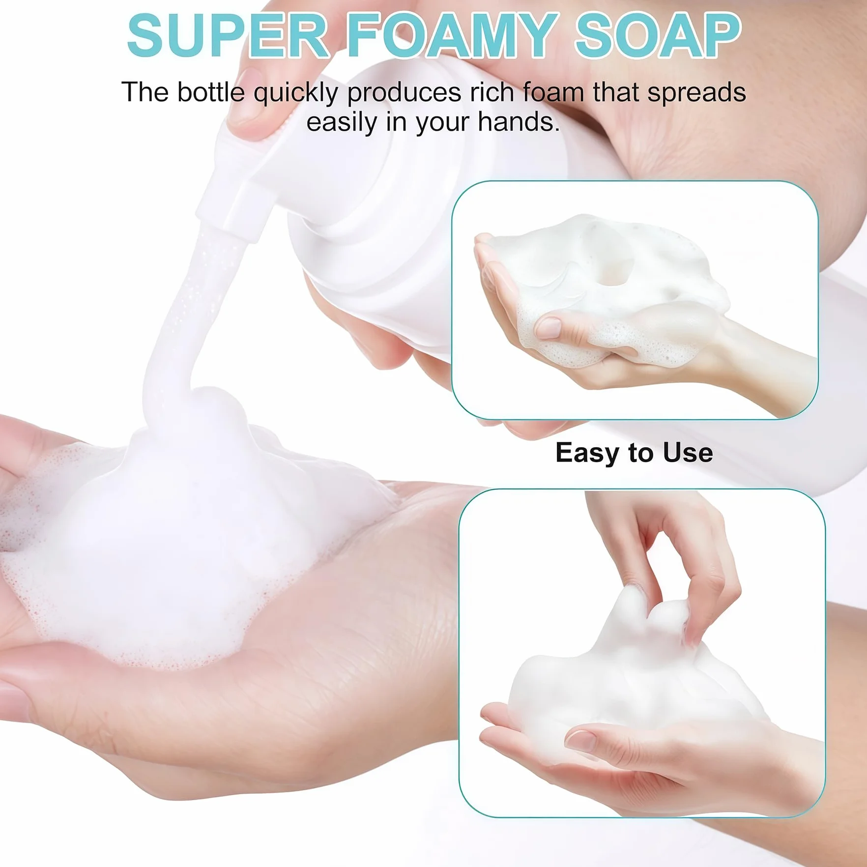 Botellas vacías de espuma 3.4 oz 100 ml plástico transparente rellenables dispensadores de jabón para viajes