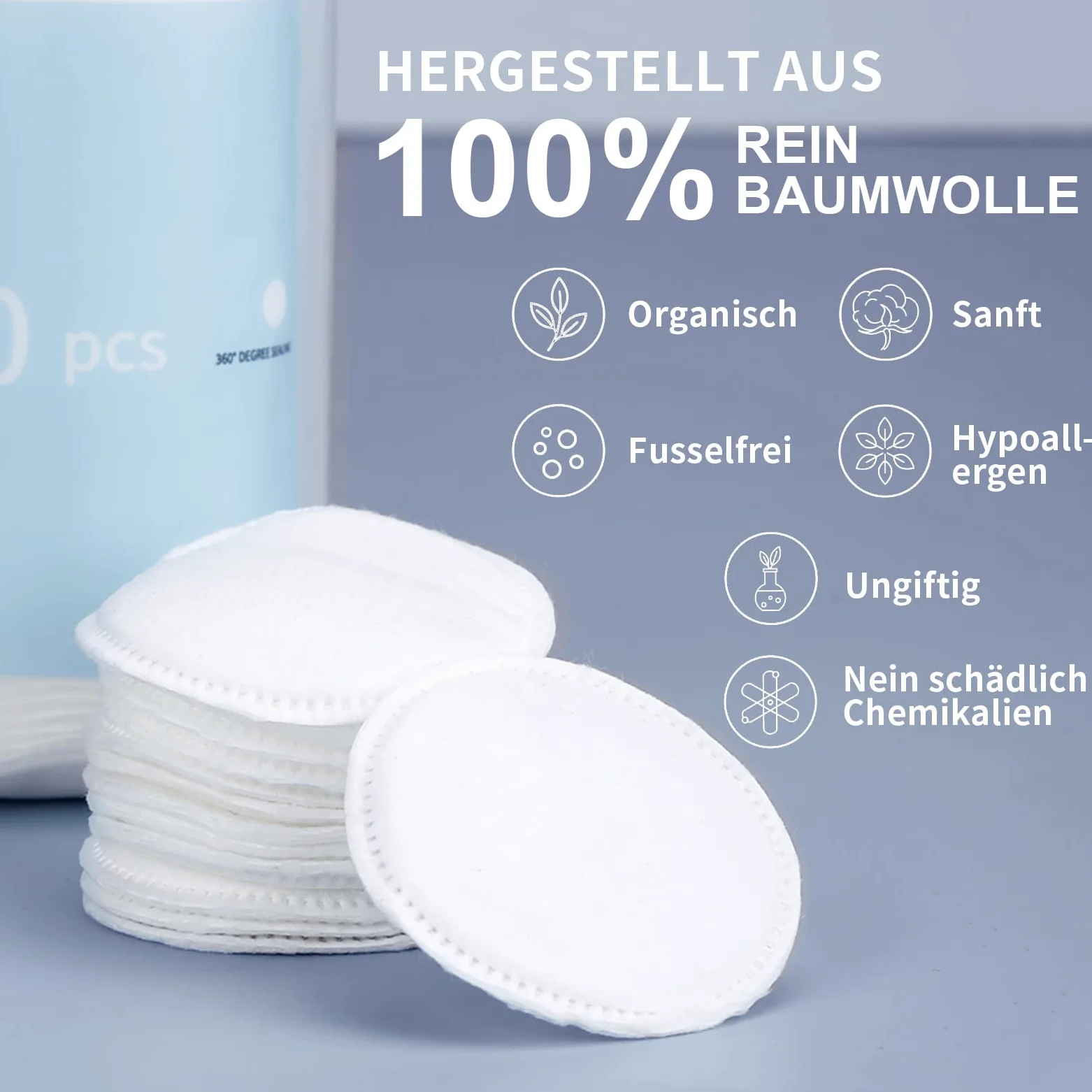 MSQ 500 almohadillas de algodón de algodón embalaje biodegradable | perfectas para el cuidado diario de la belleza de algodón hipoalergénicas