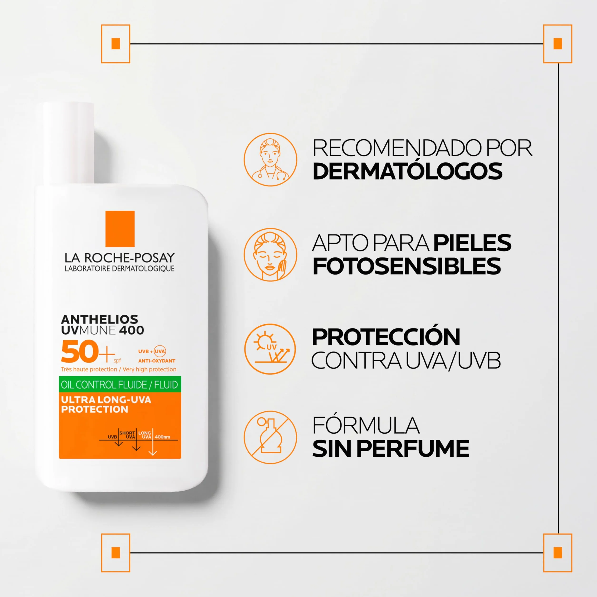 La Roche Posay Anthelios UV-MUNE 400 Oil Control Fluido Invisible SPF50+ Protector Solar 50 ml