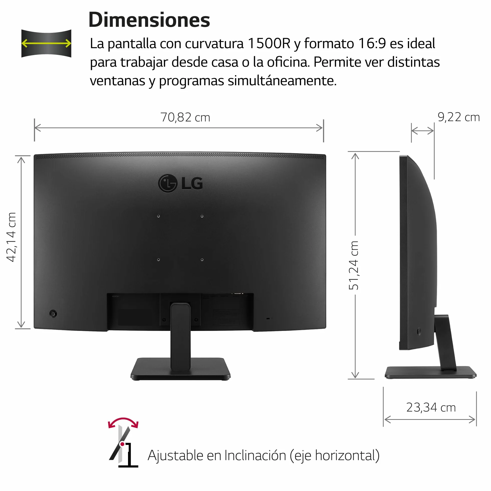 LG 32MR50C-B Monitor Curvo 32" VA FHD 1920x1080 100 Hz AMD FreeSync Premium Negro