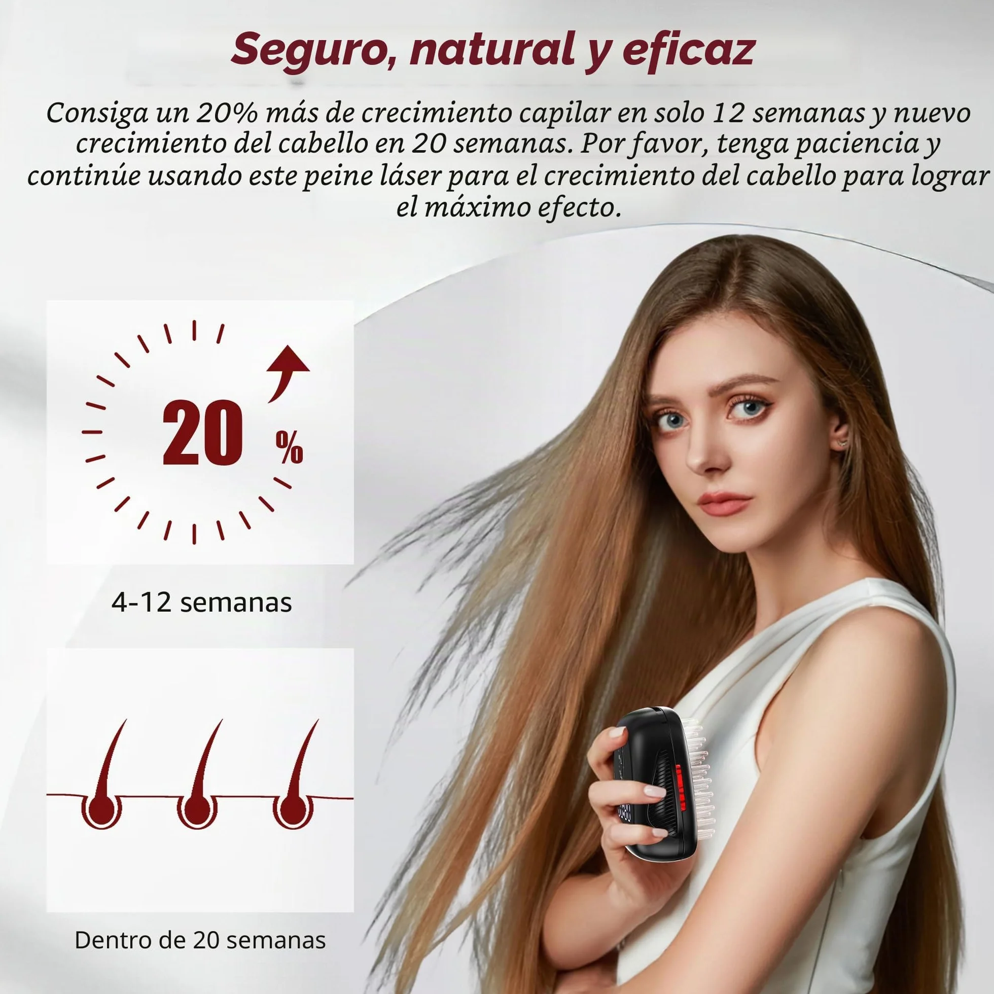 KTS Peine láser frío luz roja para crecimiento del cabello terapia contra caída