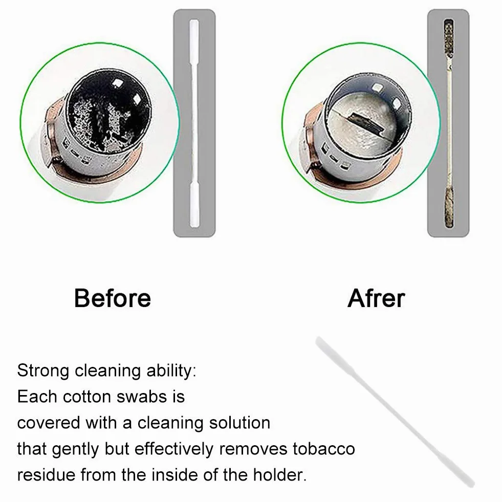Baston de Algodon - WENTS 60 Pieza Algodón Mojado Alcohol Bastoncillos Bastoncillos De Limpieza Algodón de Doble Cabezal Clean Tool para IQOS 2.4 Plus para IQOS 3.0 Lil/LTN/HEETS/GLO