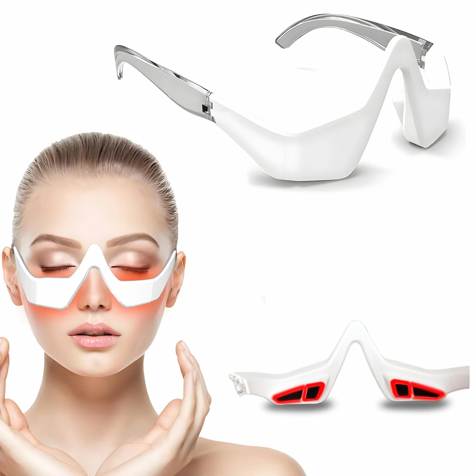 Gafas de terapia con luz roja, dispositivo de belleza de microcorriente, reduce ojeras, hinchazón y arrugas, cuidado debajo de los ojos para relajarse y renovar