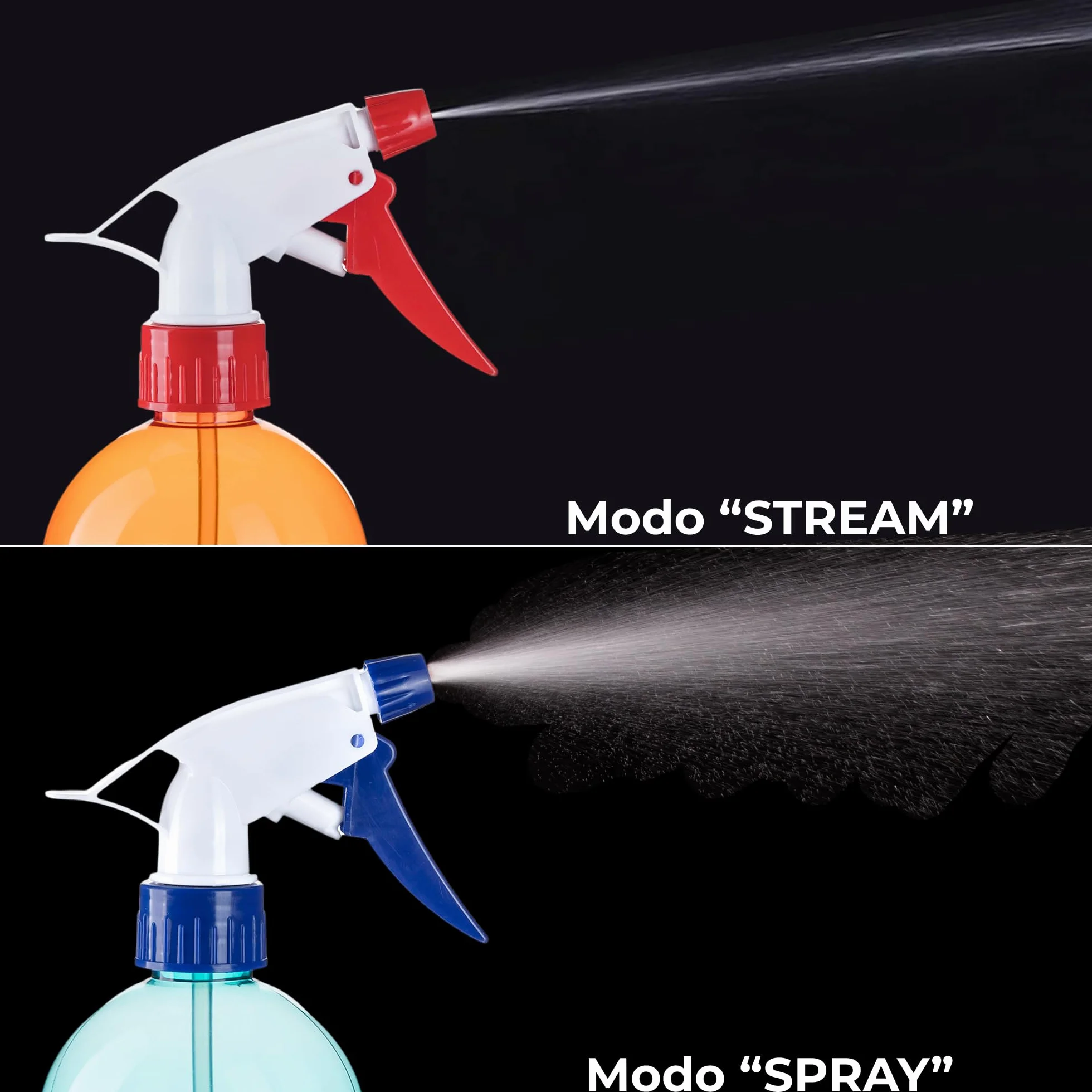 Botella Pulverizador Spray 250 mL Pack 3 Colores Plástico PET Reciclable Boquilla Regulable