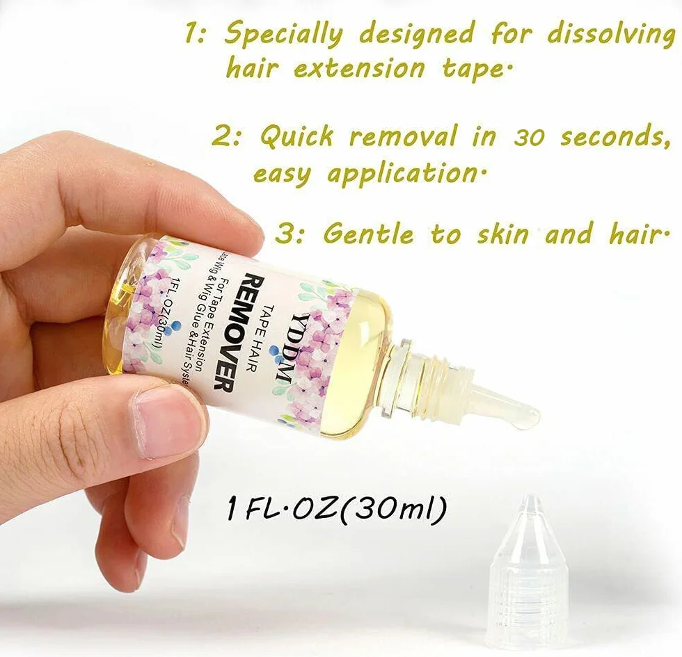 Removedor de cinta para extensiones de cabello 1FL.oz (30ml) removedor de pegamento para peluca de encaje