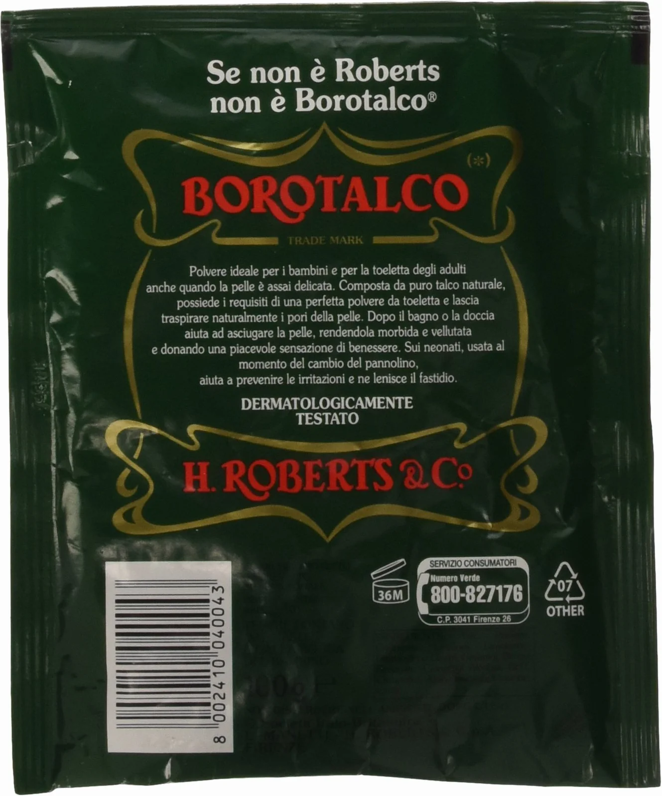 Borotalco Roberts - Polvos para la piel, sobre de 100 g – [Pack de 24]