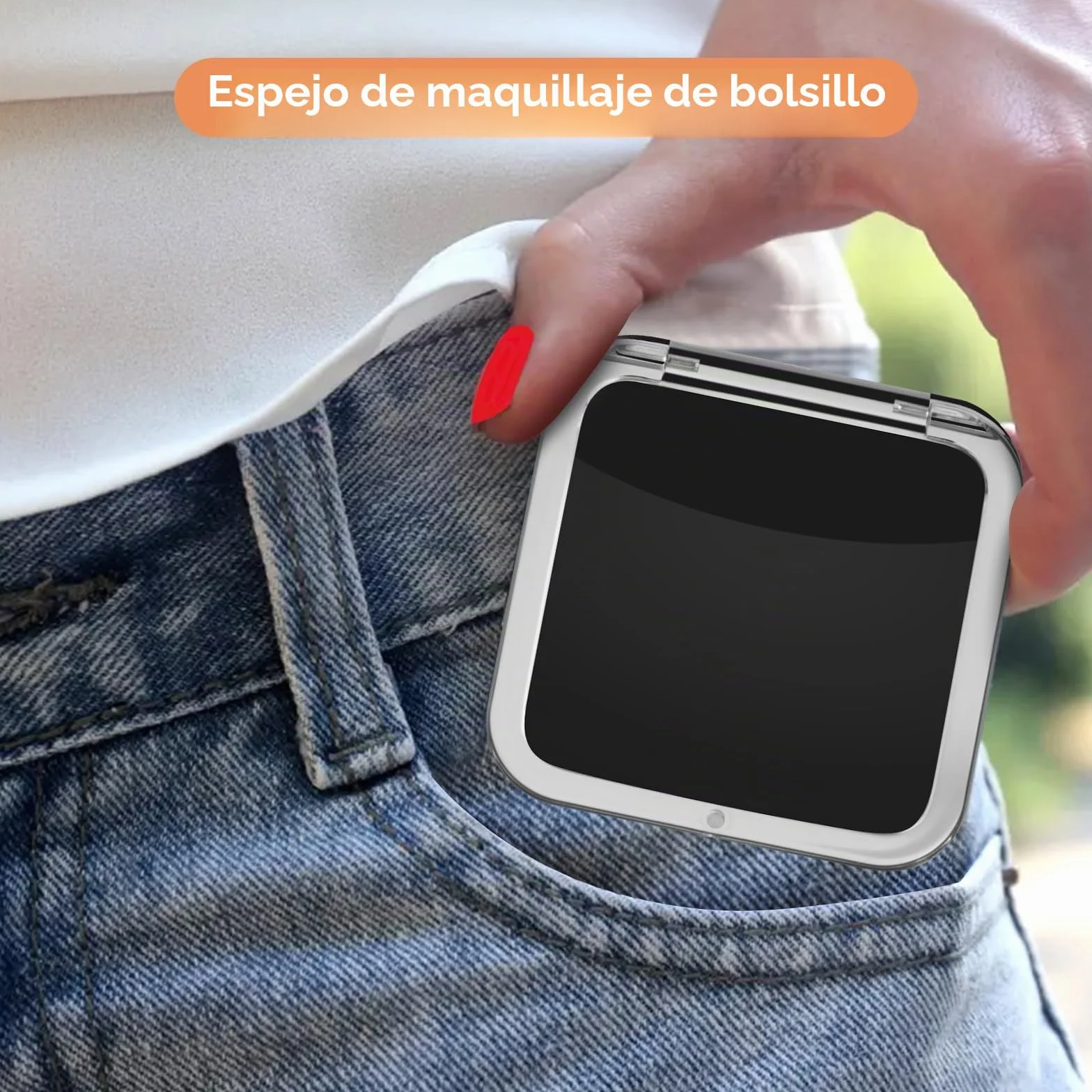 SANTOO Espejo de Maquillaje Compacto 15X Aumento, Espejo de Bolsillo Plegable 2 Caras, Cuadrado 8,4cm para Viajes