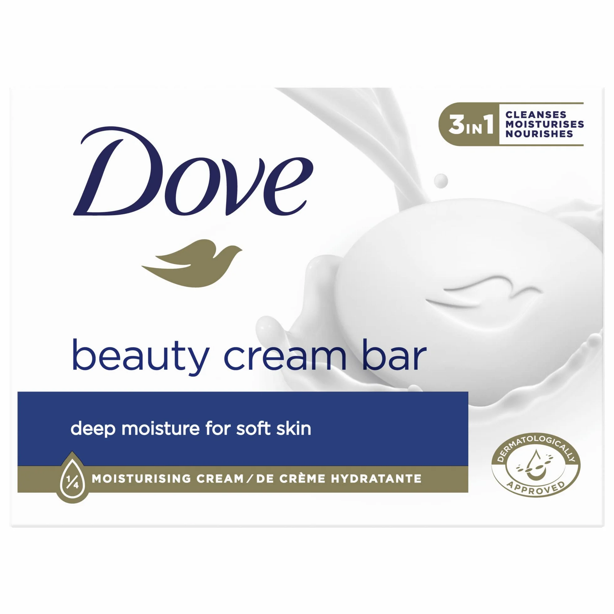 Dove Jabón Original en Pastilla 90 g con 1/4 de Crema Hidratante