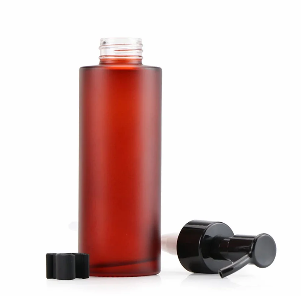 Botellas vacías de vidrio recargables 100 ml, dispensadores de jabón con bombas negras, rojo vino