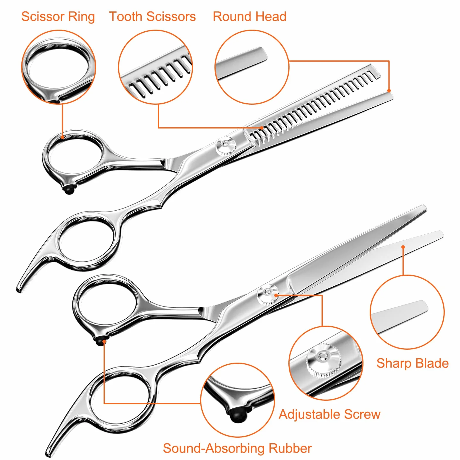 Uootach Tijeras de Peluquería 2 Piezas, Corte Ultra Afilado y Preciso, Adelgazar y Dar Forma
