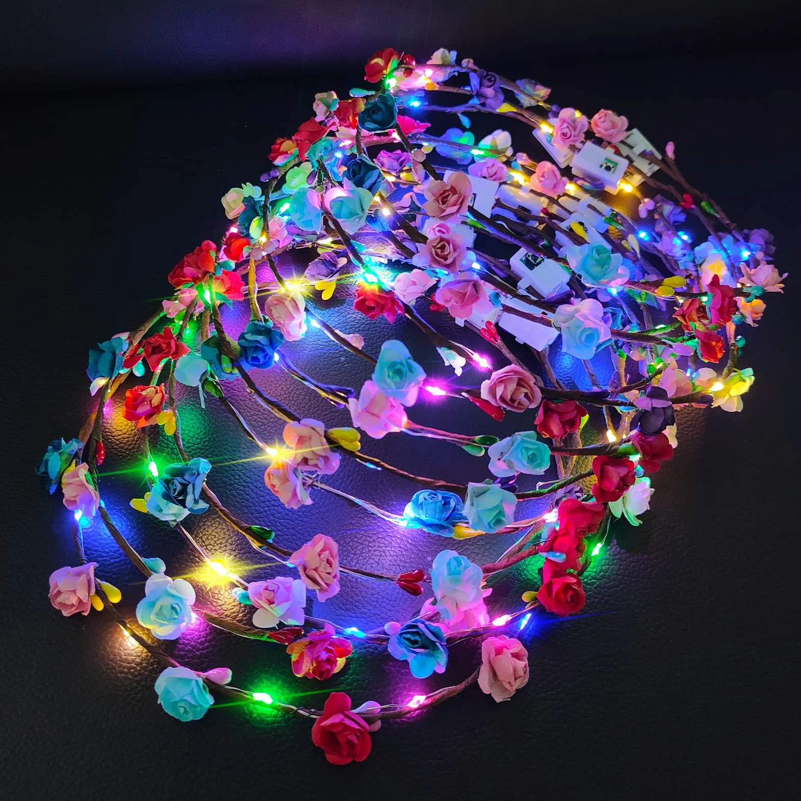 Diademas LED Intermitentes de Flores para Fiesta, Halloween, Navidad, Boda