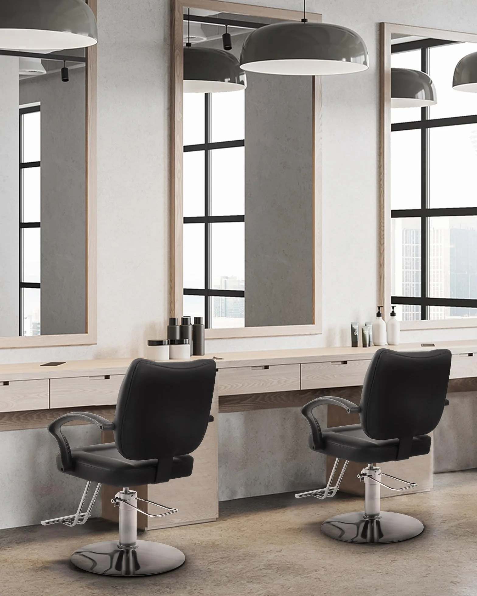 CO-Z Sillón Peluquería Profesional con Bomba Hidráulica, Giro 360°, Altura Ajustable 15 cm, 250 kg
