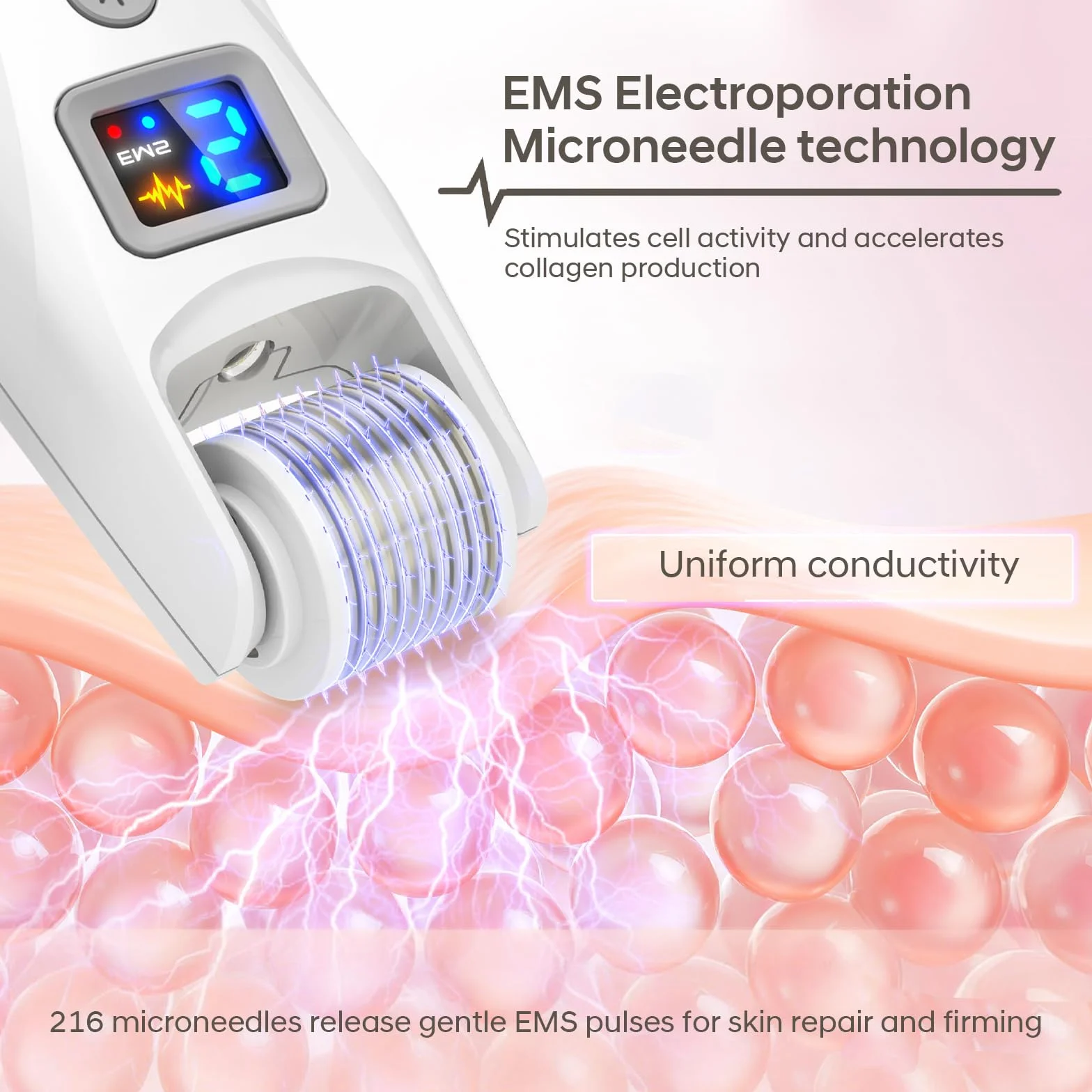 G5 Microneedling Roller Pen Eléctrico Kit 5 Niveles EMS LED Roja Azul Rostro Cuerpo Cabello Barba 2 Cartuchos