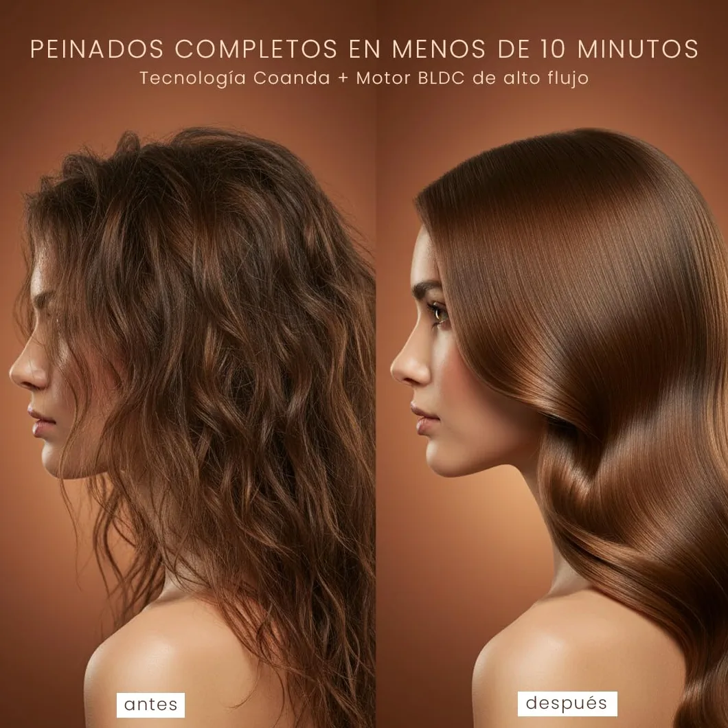 SOGO Cepillo Secador de Pelo 5 en 1 - Moldeador de Pelo con Tecnología Coanda para Peinados Sin Frizz - Secador Moldeador con Motor BLDC y Aire Frío - Cepillo Alisador con Accesorios