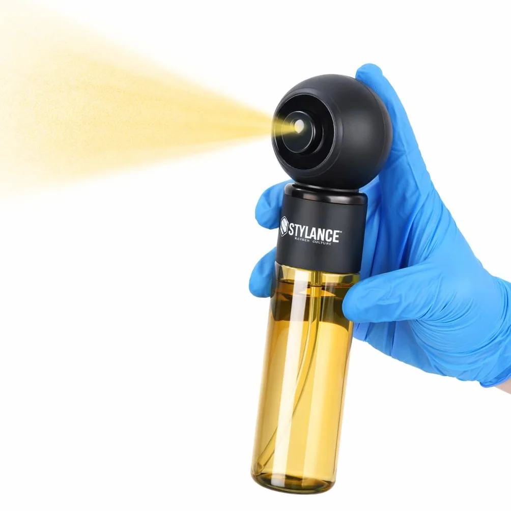 Barbería Botella eléctrica pulverizador profesional recargable niebla fina nano atomizador continuo mate negro
